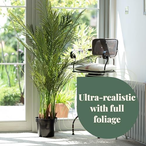 Blooming Artificial - Areca Palm Plant Indoor, Realistic Artificial Palm Tree for Garden, Home, and Office, Year Round Decorative Foliage, UV and Water Resistant (Green) (140cm)