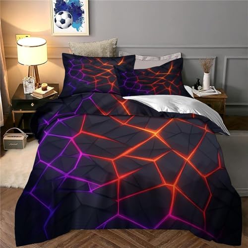 Housse pour couette luxe motif 3D néon géométrique chic - 6