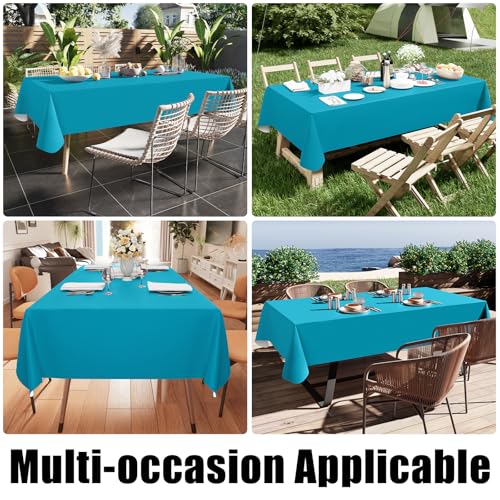 Image of Smiry Rectangle Table Cloth 52x70 Inch, Waterproof Wipeable Vinyl Tablecloths Protector, Oil Spill Proof Plastic Table Cover for Dining, Picnic, Camping, Outdoor, Turquoise