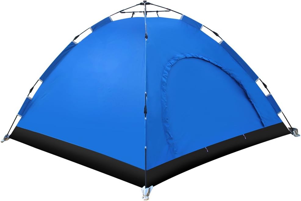 EverKing Instant Family Tent 3-4 Person Automatic Pop Up Tent Waterproof for Outdoor Sports Camping Hiking Backpacking Travel Beach Ultralight with Zippered Door and Carrying Bag (Blue)