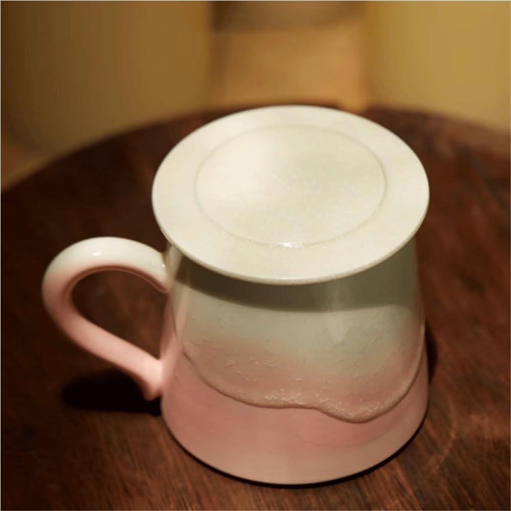 Tazze da tè Tazza rosa ambra, set di 1 tazza da caffè in ceramica smaltata con coperchio, capacità 11,5 once for il ricordo della ragazza per il latte