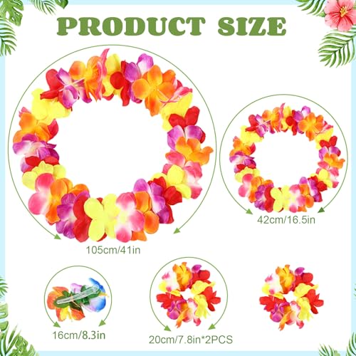 Conjunto disfraz hawaiano 7 piezas falda y accesorios miniatura 2