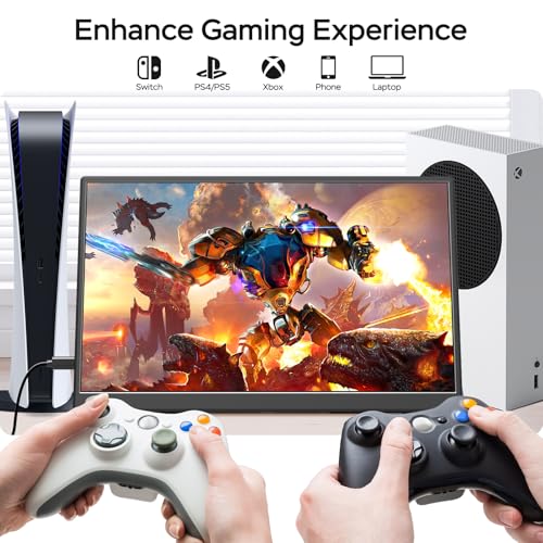 Image of WGK 14 inch Portable Monitor 1200P FHD+ 100% sRGB Travel Display HDMI /USB-C Compatible with Laptops, Desktops, Phones, PS, Mac, Xbox, Switch, and Other Gaming Devices Includes Stand and Speakers VESA
