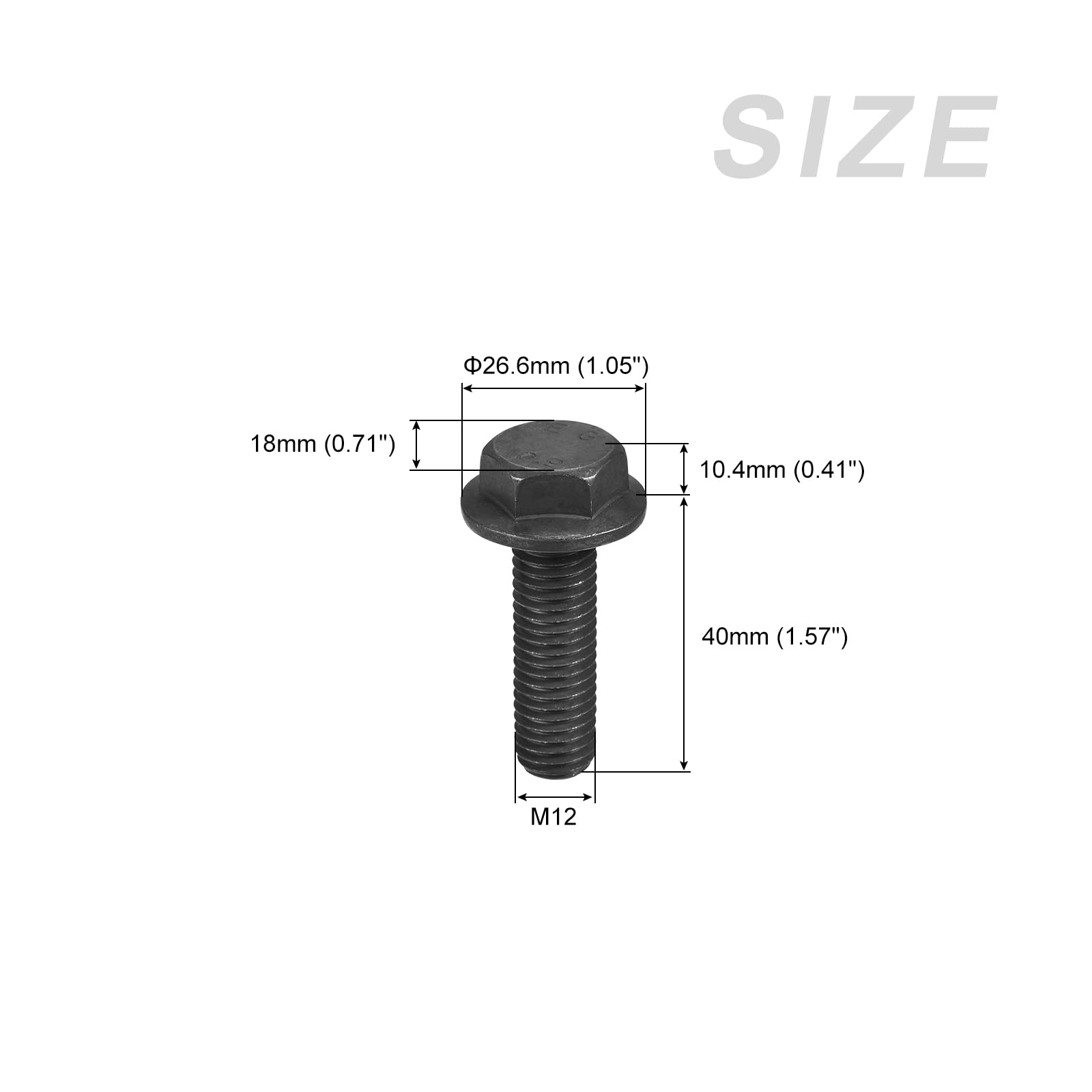 METALLIXITY Flanged Hex Head Bolts (M12x40mm) 3pcs, Hexagon Bolt Fully Thread Screw - for House Construction Hardware Fasteners - Image 2