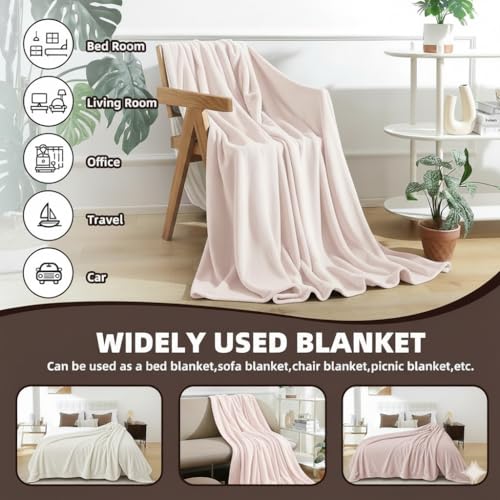 Image of Harleen Blankets, 250 GSM Super Soft Flannel Cozy Blankets for Double Bed, Washable Lightweight Blanket for Couch Sofa Bed Office, Warm Plush Blankets for All Season (90 inchx90 inch) (Pink, Double)