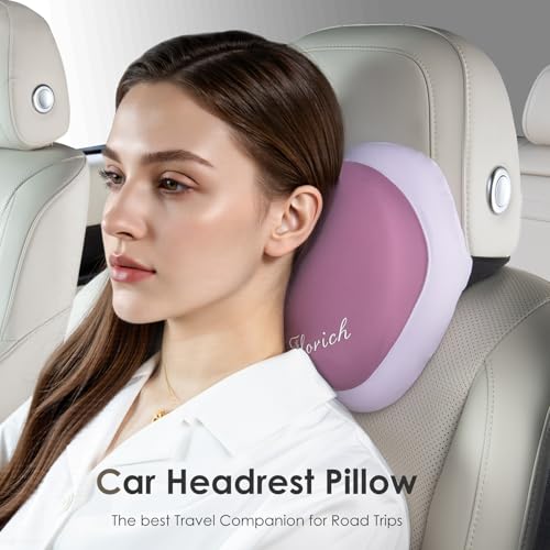 Image of Lumbar Support with Car headrest Back Pillow for Chairs Headrest Pillow for Car Ergonomic Ultrathick Memory Foam Back Pillow for Office Chair (Purple)