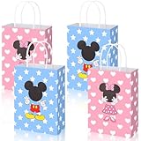 Czlotyh 24 Pack Red Mouse Theme Party Favor Goodie Gift Bags with Handle for Cake Snack Wedding Kids Birthday Baby Shower Party Decorations Supplies(5.9'x 3.2'x 8.3')