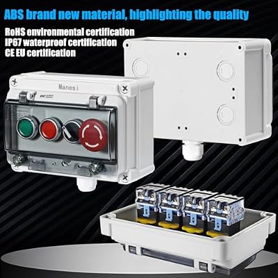Push Button Switch IP67 Outdoor Waterproof Button Switch Box Emergency Stop Button Switch,Red/Green Instantaneous Button Switch and Selection Switch with Protective Cover Anti-Misoperation Switch