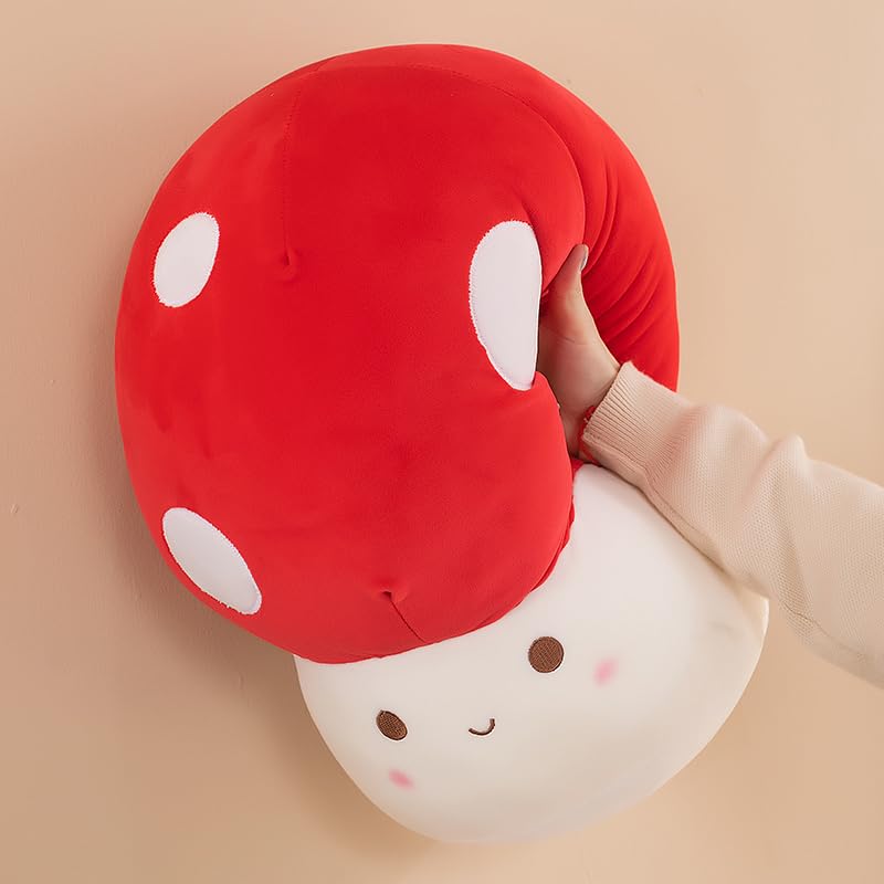OUKEYI Almohada De Peluche Hongo 30 Cm – Suave, Decorativa Y Regalo Ideal (Rojo)
