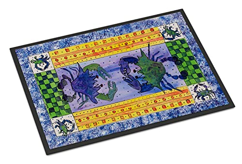 Caroline's Treasures 8070-MAT Crab Doormat 18x27 Front Door Mat Indoor Outdoor Rugs for Entryway, Non Slip Washable Low Pile, 18H X 27W