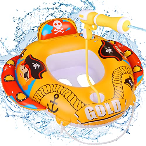 Funnyb&G Pool Float Kids With Water Gun Pirates Inflatable Ride-On Boat With Squirt Gun Swimming Pool Toys For Child Summer Outdoors Swim Ring For Toddler Water Games Of Pool Party/Beach #TOP3
