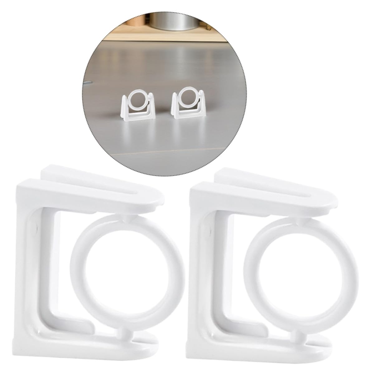 BESTYASH 30 Pezzi Staffa Autoadesiva per Asta per Tende in Plastica Bianca Supporto Adesivo per Aste Telescopiche Rotazione Gradi Installazione Salvaspazio Senza Trapano per Pareti Lisce
