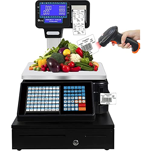 Báscula electrónica comercial con impresora y pantalla doble miniatura 1