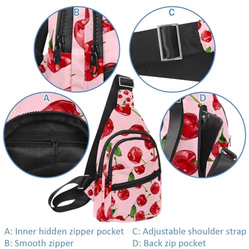 Sac à dos à bandoulière cerise avec sangle réglable multicolore