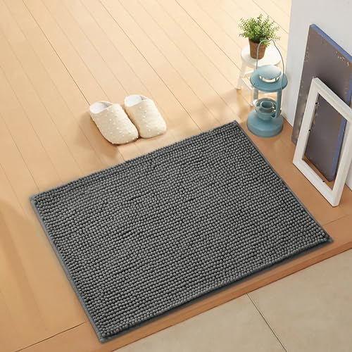 BedLooms Bath Mat Non Slip Anti Mould 40 x 60 cm – Grey Chenille Bathroom Mat Extra Soft & Fluffy Bathmat Machine Washable Super Water Absorption Shower Mat - Cosy Home Interiors BedLooms Bath Mat Non Slip Anti Mould 40 x 60 cm – Grey Chenille Bathroom Mat Extra Soft & Fluffy Bathmat Machine Washable Super Water Absorption Shower Mat - Image 2