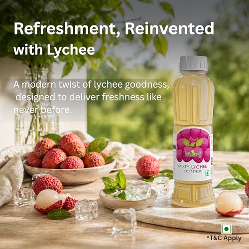 Image of Hitkary Misty Lychee Syrup 700 ml | Refreshing Lychee Drink Concentrate | Ideal for Mocktails, Coolers & Summer Drinks