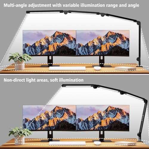Image of AILBTON Bright LED Desk Lamp with Clamp,Eye Caring Architect Led Desk Lights with Adjustable Swing Arm for Office Home,Dimming and Tempering Led Table Light