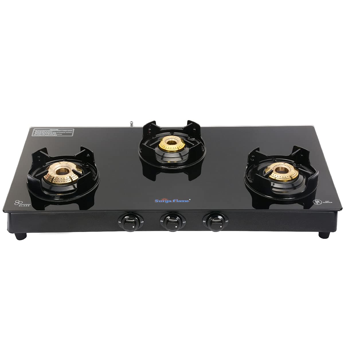 SURYA FLAME3B Black Beauty MS NA Gas Stove (ISI and CE Certified) with Doorstep Warranty