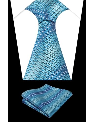 Image of Alizeal Mens 3.15'' Gradient Novelty Pattern Tie Set with Pocket Square Casual Color Tie Set