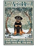 Black Rottweiler Lover, Once Upon A Time There was A Girl Who Really Loved Dogs Canvas Framed 0.75...