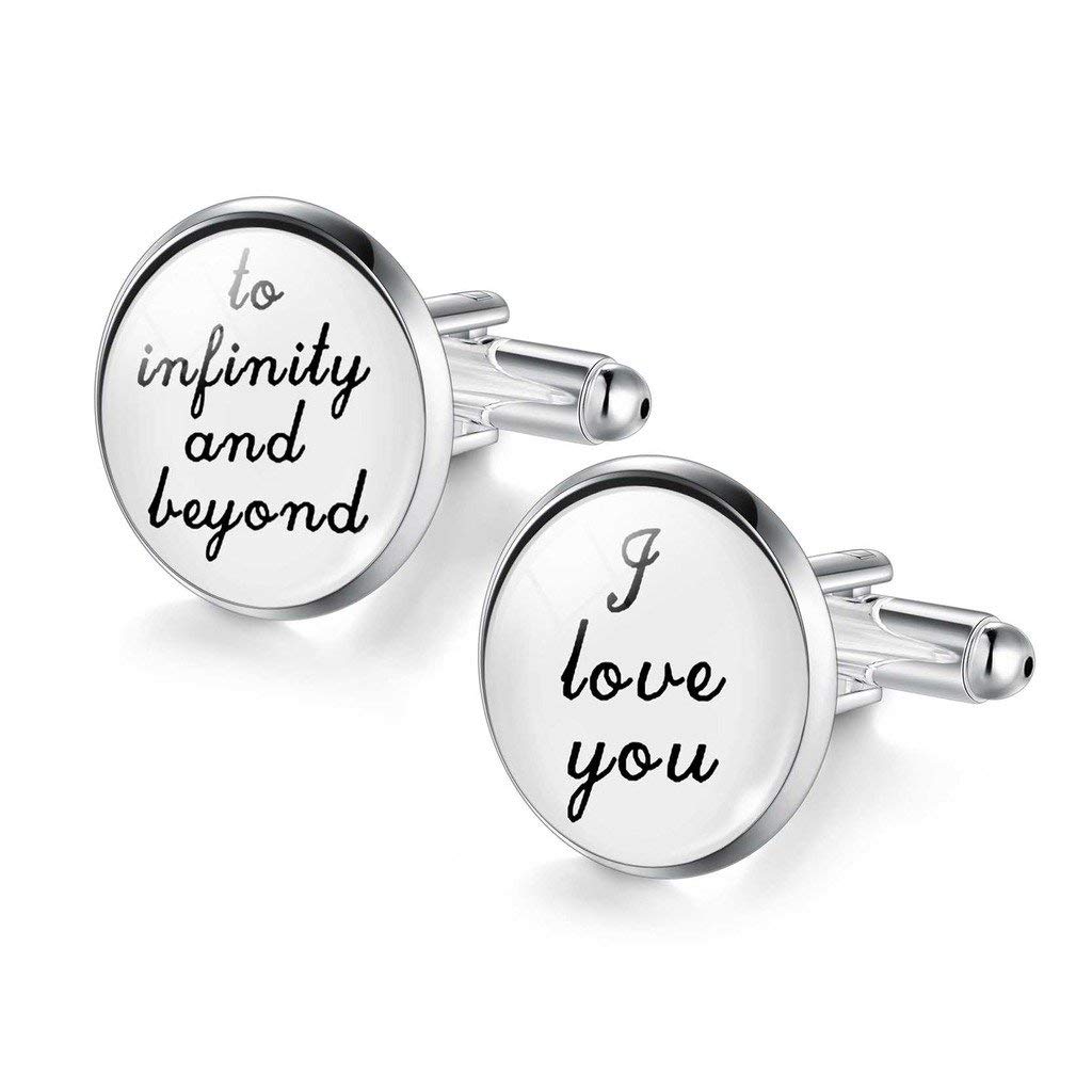 Cufflinks for Men Elegant Gift Infinity Love Message Stainless Steel Silver Cuff Links for Men and Boys Valentine Gift for Boys