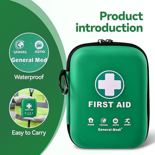 General Medi First Aid Kit - 170 Pieces Hard Case and Lightweight - Includes Instant Cold Pack,Emergency Blanket for Travel, Home, Office, Vehicle, Camping, Workplace & Outdoor (Green) - Image 6
