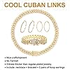 FUNOJOY Cuban Link Chain Jewelry Sets for Women Rhinestone Hoop Earrings Necklace Bracelet Set Bling Diamond Hip Hop Jewelry for Women (Gold 20 inches) #5