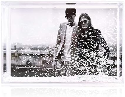 SH.DREAM Glitter Picture Frames 4X6, Liquid Floating Sparkle Clear Plastic Photo Frame,Gifts for Christmas, Valentines, Family, Best Friends, Couples (snowflakes)