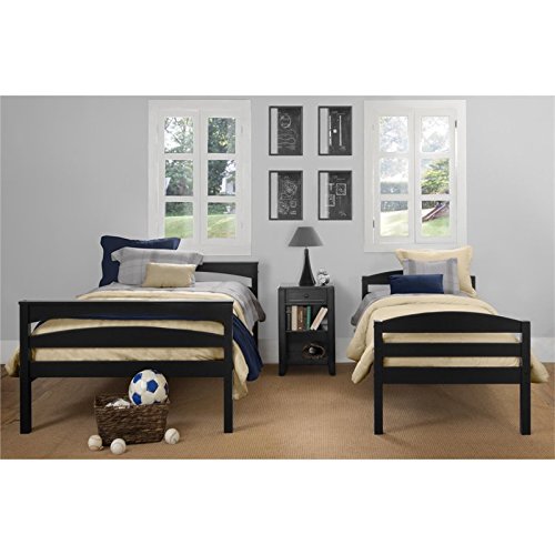 Dorel Living Brady Solid Wood Bunk Beds Twin Over Full With Ladder And Guard Rail, Black #TOP2