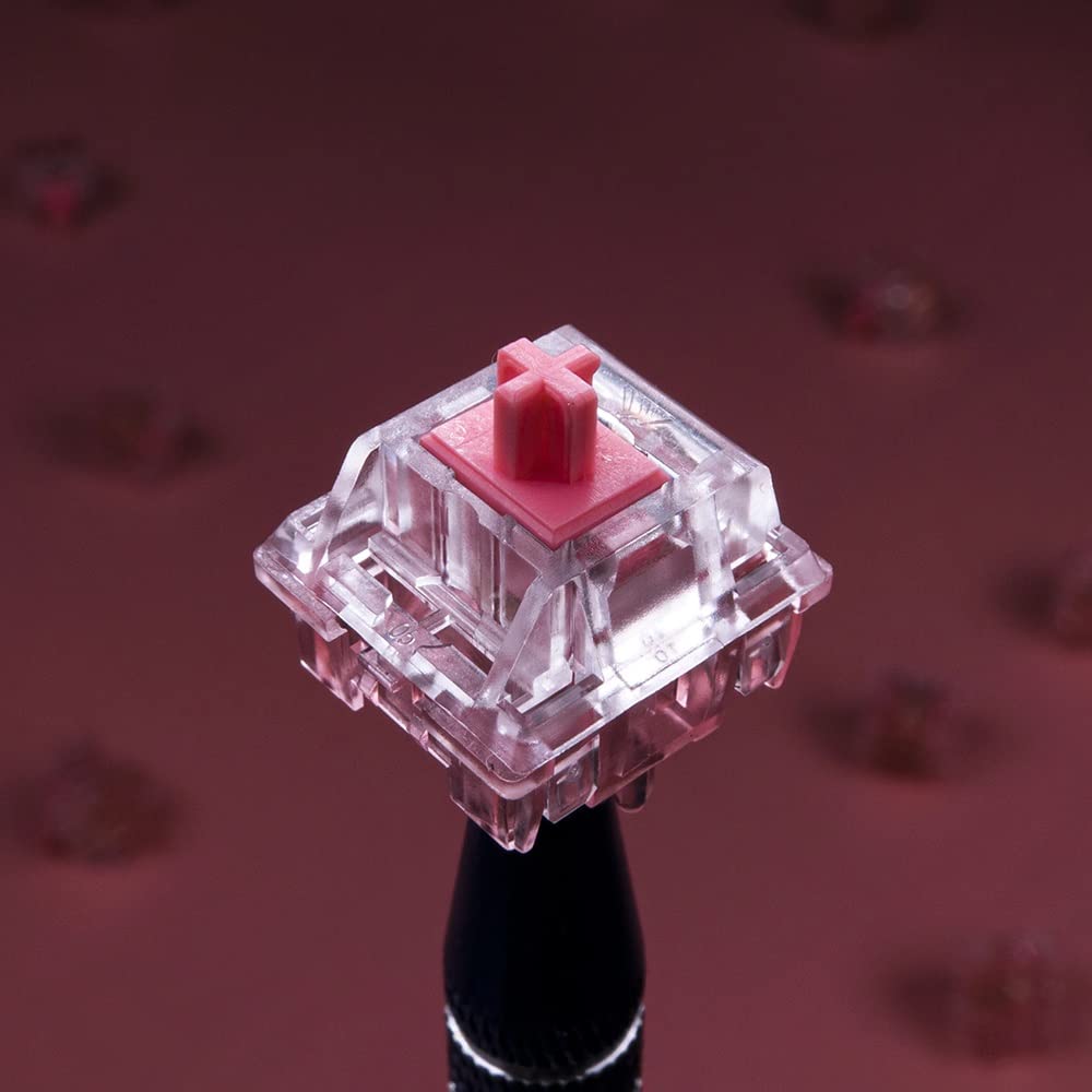 DucKey Interruttore KTT Rosa/Fragola, Switch Lineare Rosa Trasparente A 3 Pin 43g/45g per Tastiera da Gioco Meccanica Personalizzata (Axis Body : 70PCS, Color : Strawberry)