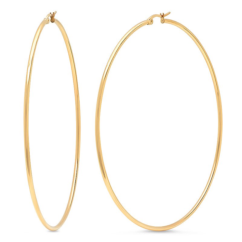 Image of Amazon Essentials Stainless Steel Rounded Tube Hoop Earrings (50mm), (previously Amazon Collection)