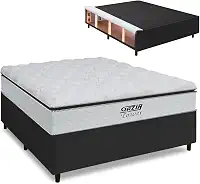 Cama Box Baú King Colchão com Molas Ensacadas 193x203x78cm Tower Branco/Preto