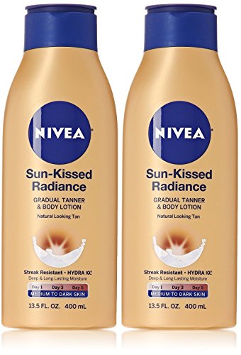 Nivea Sun-Kissed Radiance - Gradual Tanner & Body Lotion - Medium To Dark Skin - Net Wt. 13.5 FL OZ (400 mL) Each - Pack of 2
