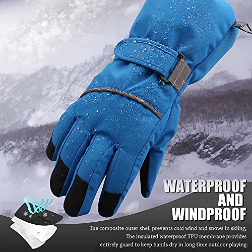 JANGANNSA Waterproof Children Ski Gloves Breathable Winter Mitten for Boys Girls Thinsulate Lined Kids Snowboard Glove 4-14Y4