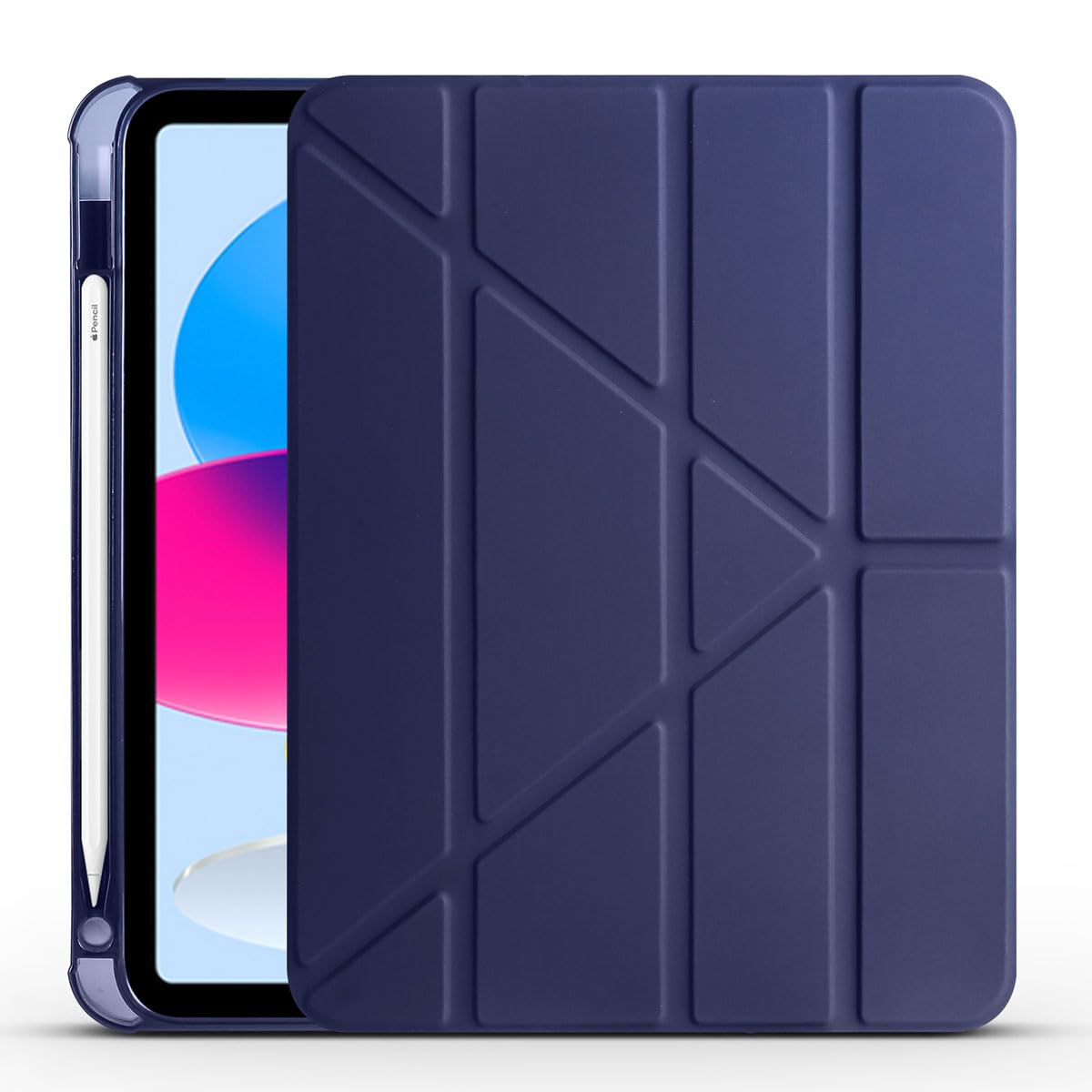 Zore Apple ile uyumlu iPad 11.Nesil 2025 Kılıf Zore Tri Folding Kalem Bölmeli Standlı Kılıf Lacivert