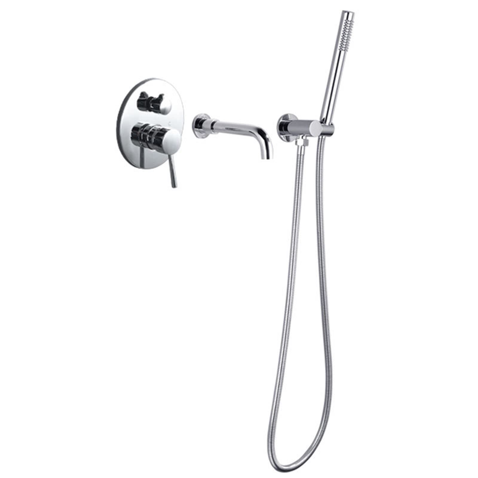 SnamicE Wall Mounted Bath Shower Mixer Tap Hot and Cold Bifunctional Bath Mixer Shower Tap Swivel Bath Filler Spout Shower Attachment for Bath Taps for Bathroom, Chrome,Chrome