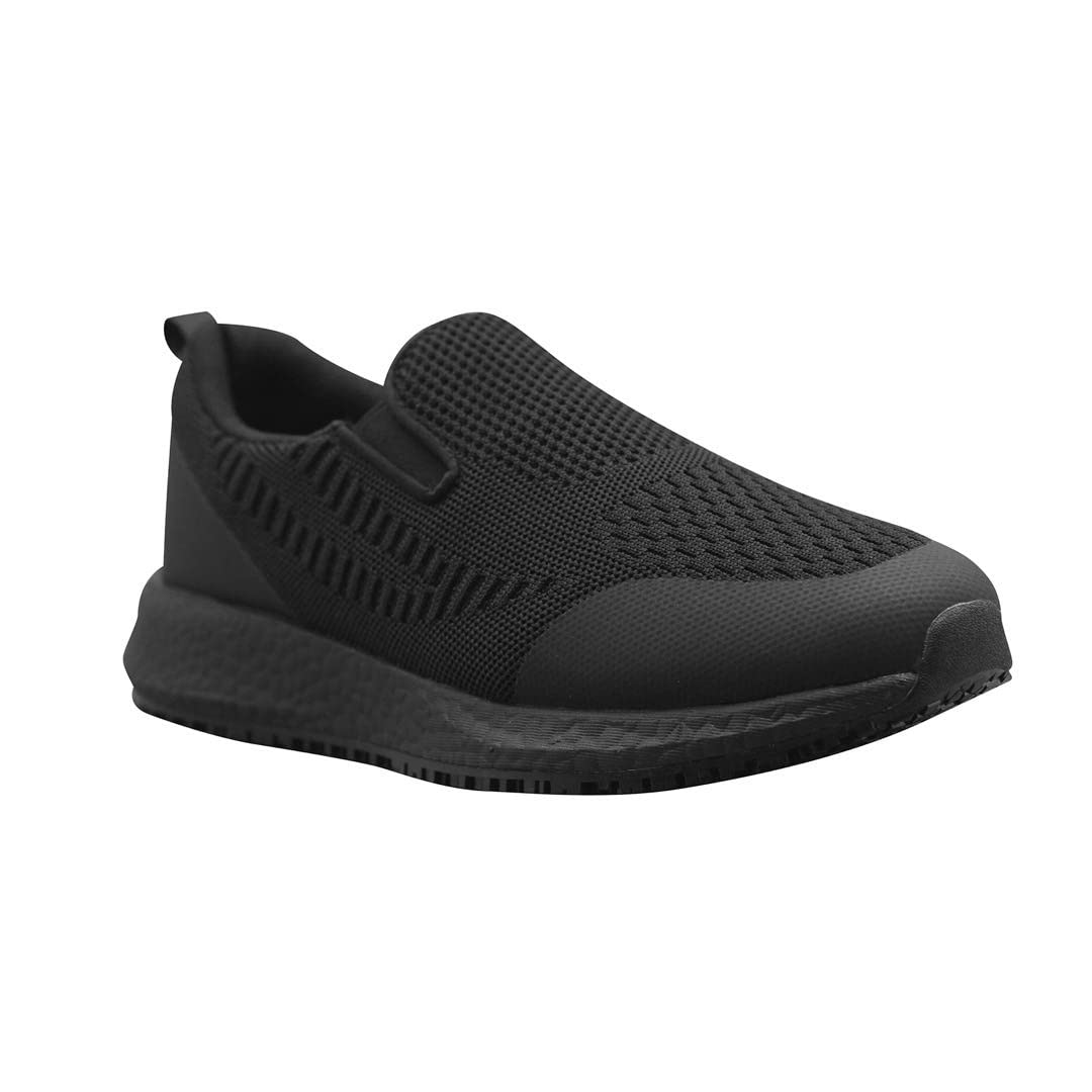 ALL DAY GRIP Men's Comfortable Ultra Slip-Resistant Shoes. Slip On Non Slip Work Sneakers for Healthcare and Food Service Workers. (9.5, Numeric_9_Point_5) Black