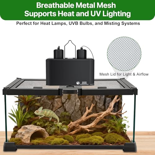 Image of Reptile Terrariums Mini Glass Tank 12 inch x 8 inch x 6 inch Habitat, Top-Opening Mesh Lid with Latch, 360 Clear View, Ventilated Enclosure for Jumping Spiders, Tarantulas, Isopods & Froglets