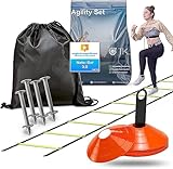 Wenn Sie als Sportler oder Fitness-Enthusiast Ihre Beweglichkeit und Schnelligkeit verbessern wollen, dann ist das Agility Ladder Training Set ein Muss für Sie. Dieses Trainingsset enthält eine 6-Meter-Leiter und 10 Kegel sowie eine Tragetasche, die es für Ihre Trainingseinheiten praktisch und tragbar macht.