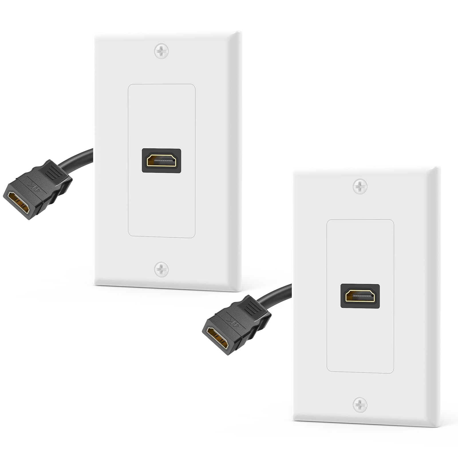 VCELINK 4K HDMI Outlet Wall Plate 1-Port, with Pigtail Cable, 2 Pack