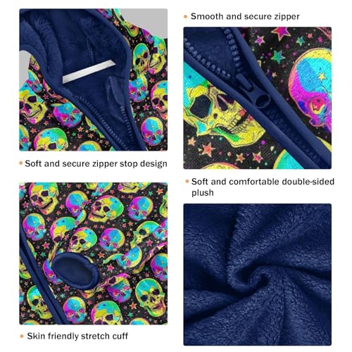 Skull Boys Fleece Coat,Children's Zip-Up Hoodie Jacket,Baby Warm Fashion Outerwear 3-10T,A1133293