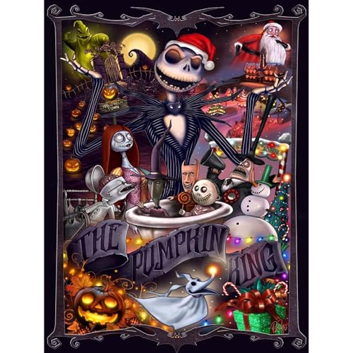 VIGEGU Halloween Diamond Art Kits for Adults Beginners The Nightmare Before Christmas Diamond Painting Kits for Adults 5D Full Drill DIY Diamond Dot Gem Art Kit Wall Home Decor Arts Craft 12x16 inch