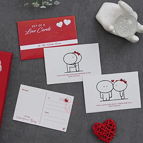 eCraftIndia Set of 8 Love Post Cards with Heartfelt Greetings| Greeting Card for Valentine's Day| Valentine Gift for Girlfriend Boyfriend Husband Wife| Valentine Day Gifts| Valentine Decoration Items