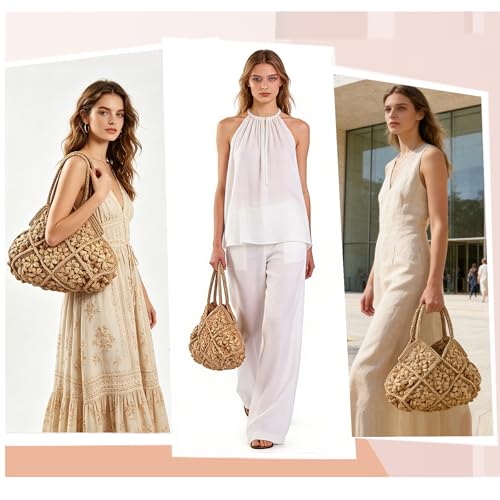 Bolso Tote de Paja para Mujer con Diseño Floral 3D miniatura 4