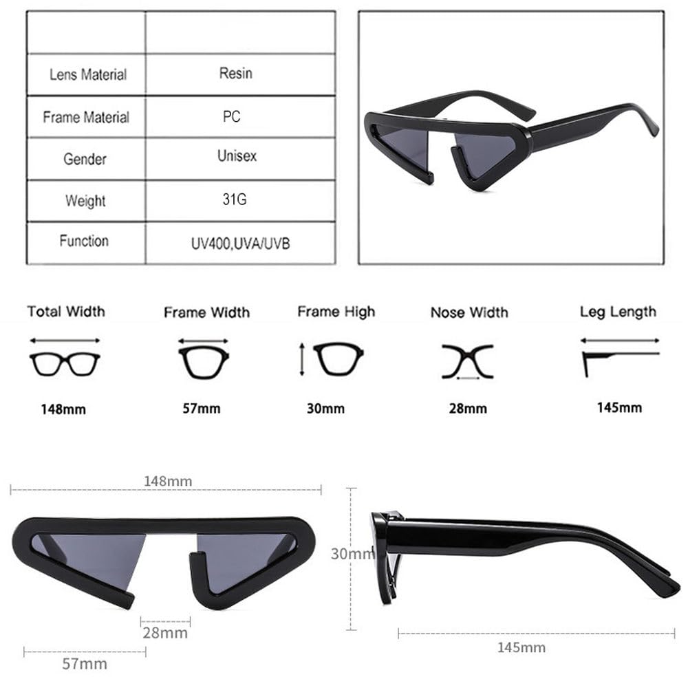 Vintage unikalne okulary przeciwsłoneczne kocie oko moda damska półoprawki gradientowe okulary przeciwsłoneczne UV400 męskie trójkątne okulary przeciwsłoneczne