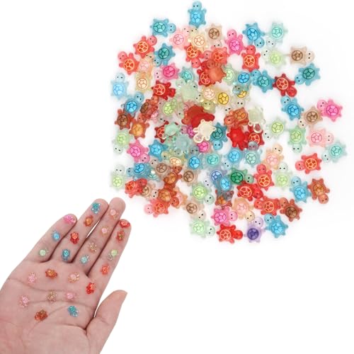 100pcs Luminous Mini Resin Turtles, Glow in The Dark Tiny Resin Turtles Tiny Animals to Hide Miniature Things Dollhouse Miniatures for Garden Micro Landscaping Decoration