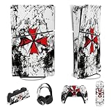 PlayVital Full Set Skin Sticker for ps5 Slim Console Digital Edition (The New Smaller Design), Vinyl Skin Decal Cover for ps5 Controller & Headset & Charging Station & Media Remote - Biohazard