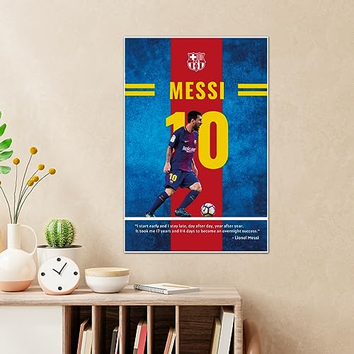 Image of TenorArts Lionel Messi Poster Barcelona Quotes Wall Posters Adhesives on back with Thick 300 GSM Matt Finish Papers (18inches x 12inches)