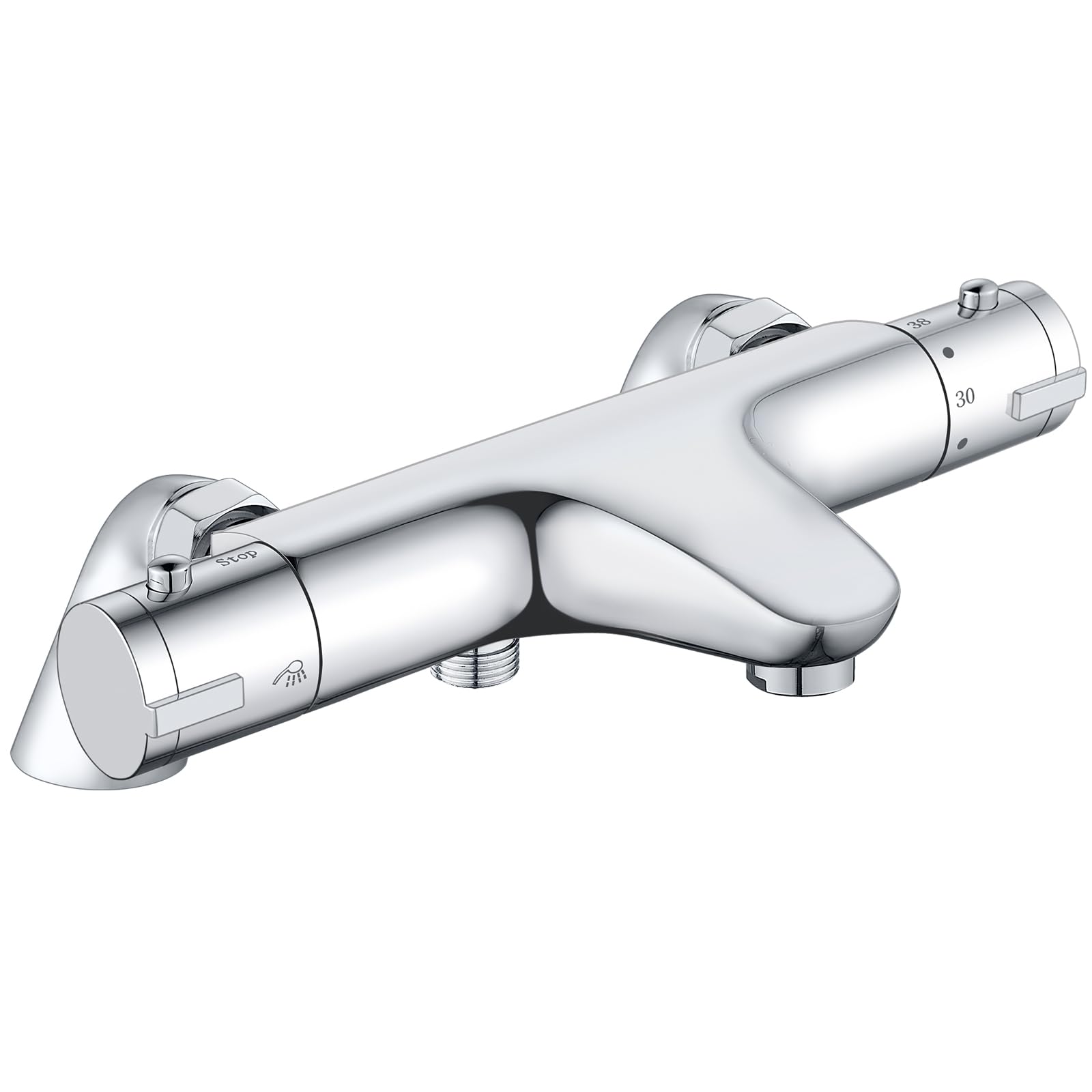 Thermostatic Bath Shower Mixer, Bevankly Exposed Thermostatic Shower Mixer Taps Valve Anti Scald Tap