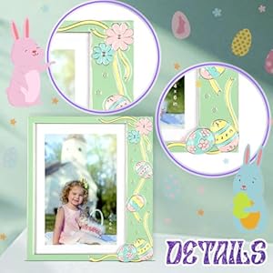Huwena 2 Pcs Metal Easter Egg Photo Frame 4×6 Inch 5×7 Inch Egg Flower Decoration Metal Photo Display Picture Frames with High Definition Glass for Easter Gift Ideas Tabletop Home Decor